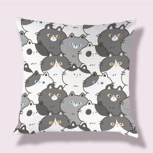 Cartoon Kitty Cats Pattern Zippered Pillowcase for Accent Pillow 17" x 17"